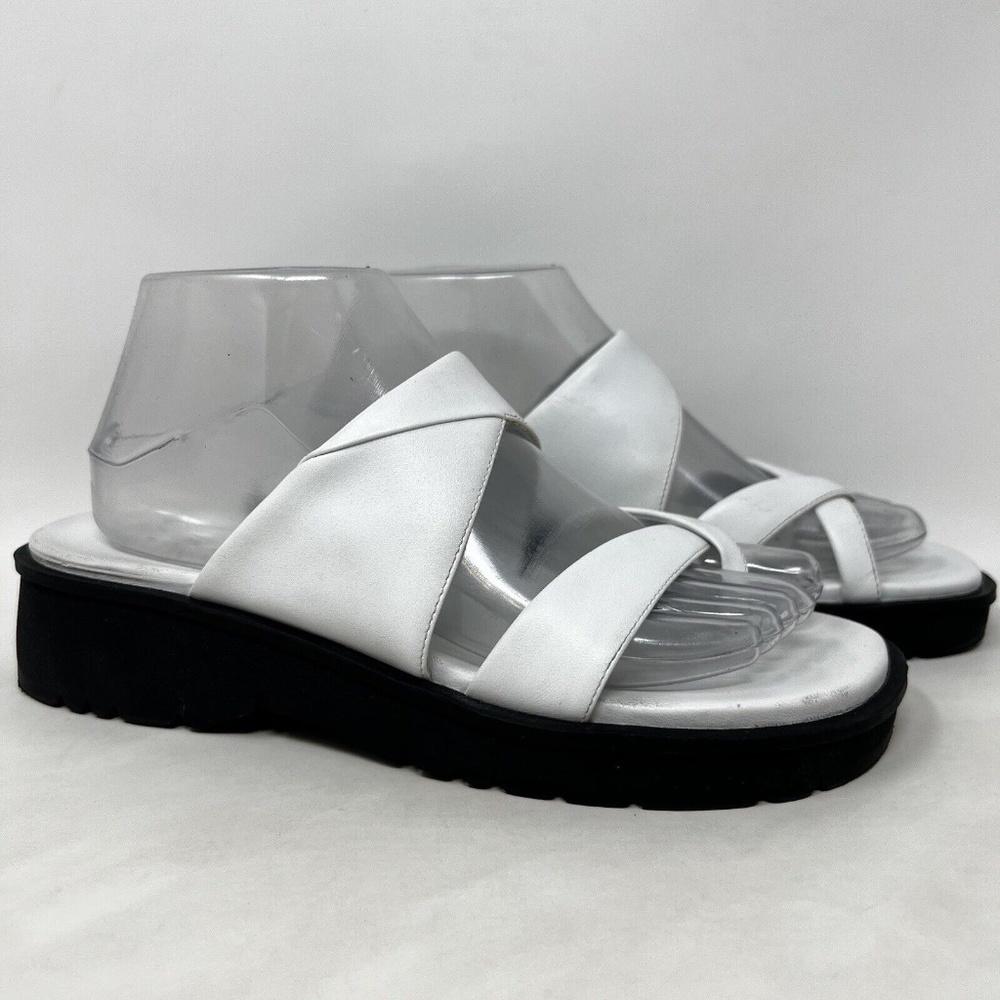 Karen Scott St. Thomas Leather White 3 Strap Slide Sandals Size 8.5 M